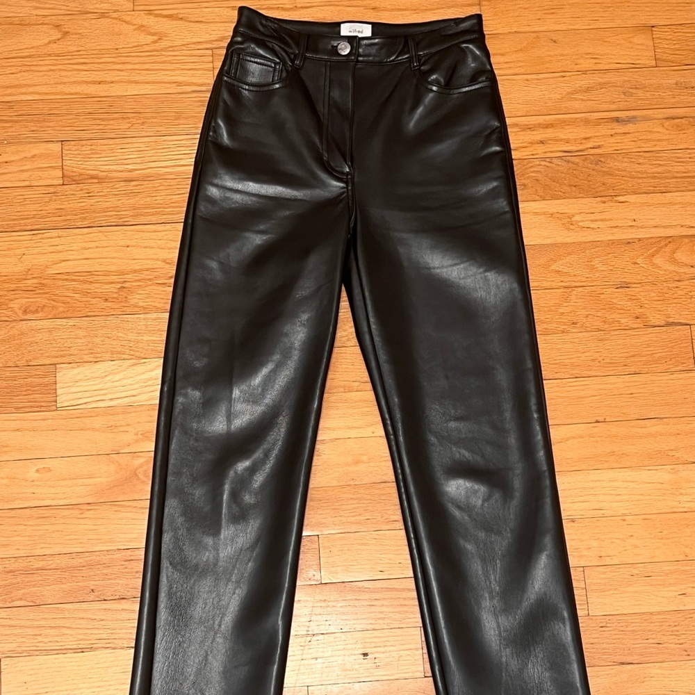 Aritzia The Melina Faux Vegan Leather Straight Leg Pants Size 0 Black